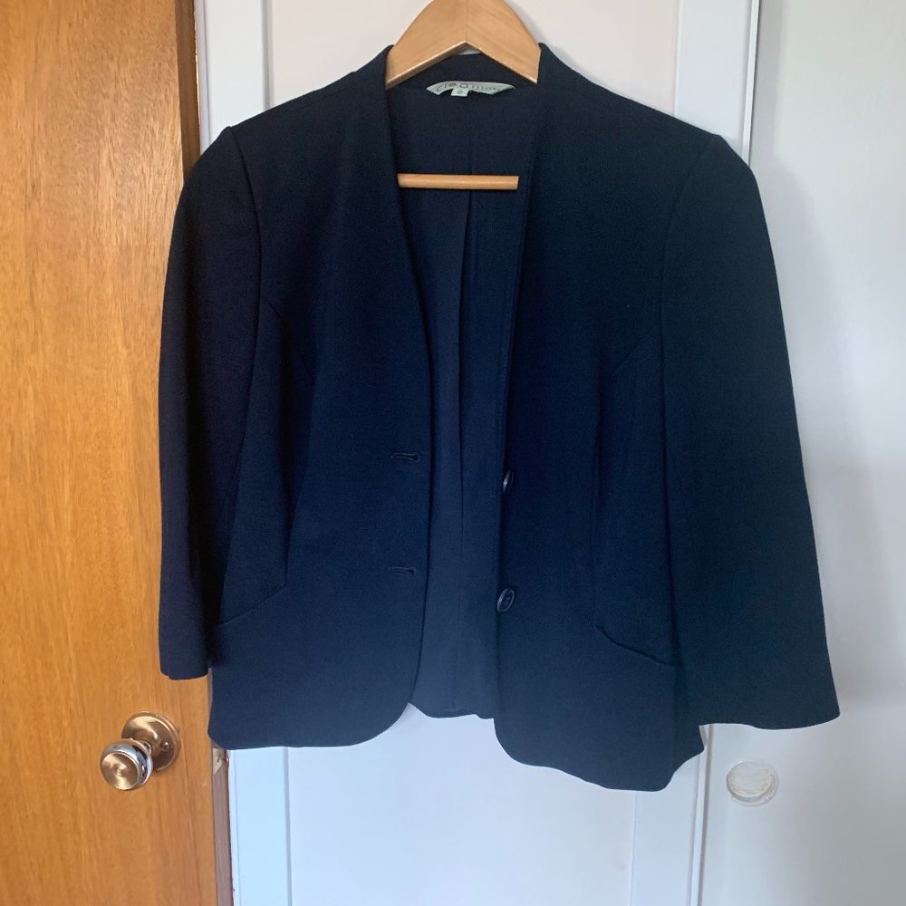3/4 sleeve navy blue blazer